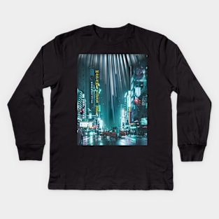 Falling Tokyo Lights Kids Long Sleeve T-Shirt